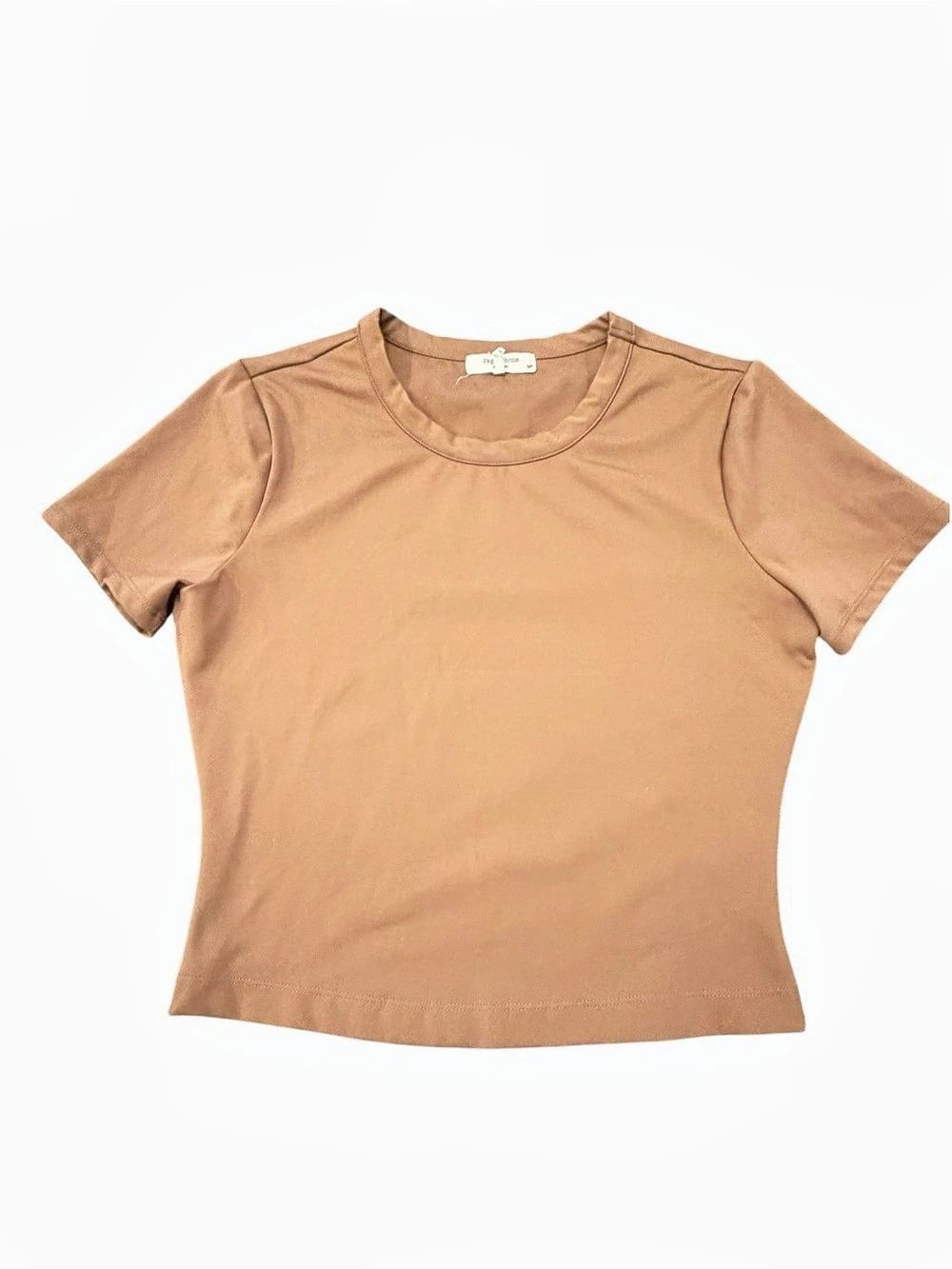 Rag & Bone Women’s Cropped Crew Neck T-Shirt Brown Small Casual